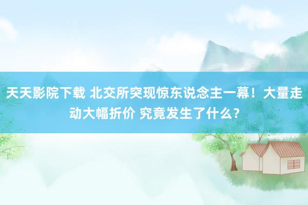 天天影院下载 北交所突现惊东说念主一幕！大量走动大幅折价 究竟发生了什么？