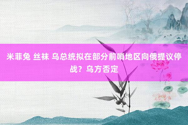 米菲兔 丝袜 乌总统拟在部分前哨地区向俄提议停战?乌方否定