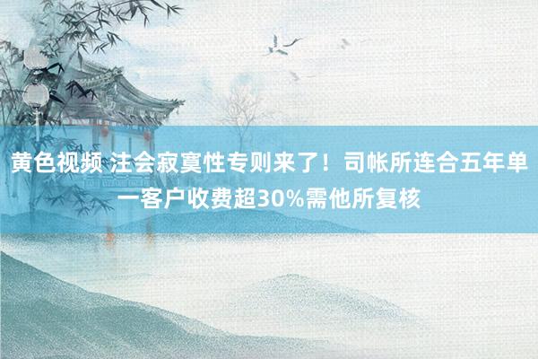 黄色视频 注会寂寞性专则来了!司帐所连合五年单一客户收费超30%需他所复核
