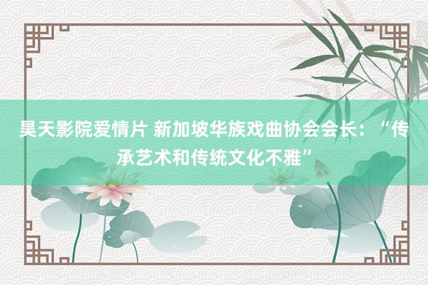 昊天影院爱情片 新加坡华族戏曲协会会长：“传承艺术和传统文化不雅”