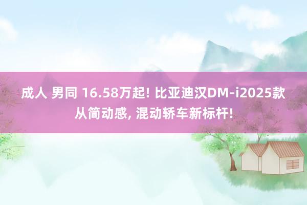 成人 男同 16.58万起! 比亚迪汉DM-i2025款从简动感， 混动轿车新标杆!