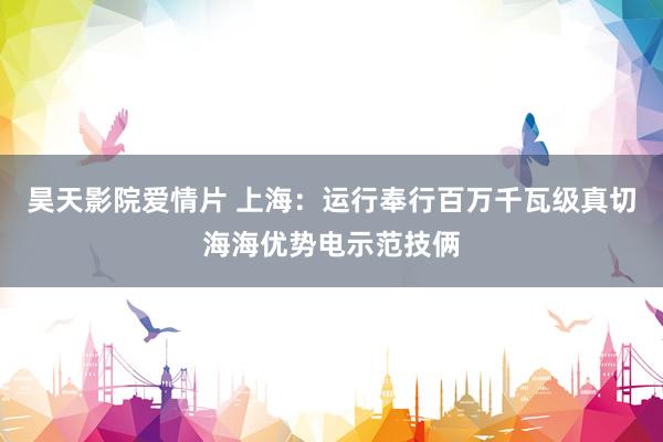 昊天影院爱情片 上海:运行奉行百万千瓦级真切海海优势电示范技俩