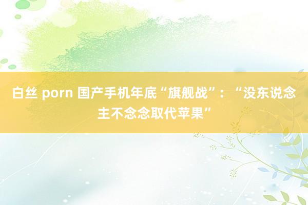 白丝 porn 国产手机年底“旗舰战”：“没东说念主不念念取代苹果”