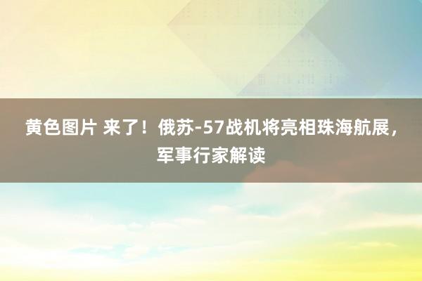 黄色图片 来了!俄苏-57战机将亮相珠海航展,军事行家解读