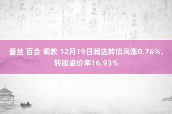 蕾丝 百合 调教 12月19日润达转债高涨0.76%，转股溢价率16.93%