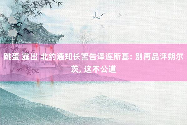 跳蛋 露出 北约通知长警告泽连斯基: 别再品评朔尔茨, 这不公道
