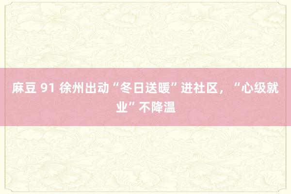 麻豆 91 徐州出动“冬日送暖”进社区，“心级就业”不降温