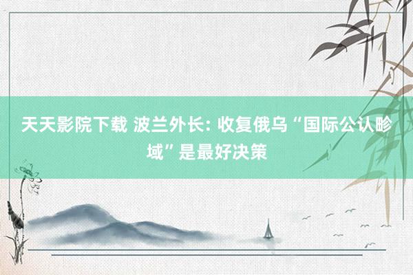 天天影院下载 波兰外长: 收复俄乌“国际公认畛域”是最好决策