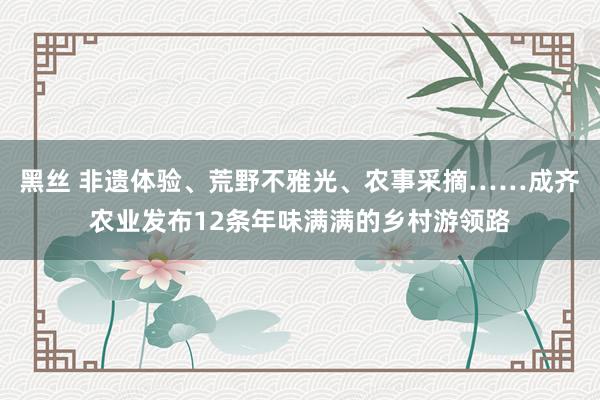 黑丝 非遗体验、荒野不雅光、农事采摘……成齐农业发布12条年味满满的乡村游领路
