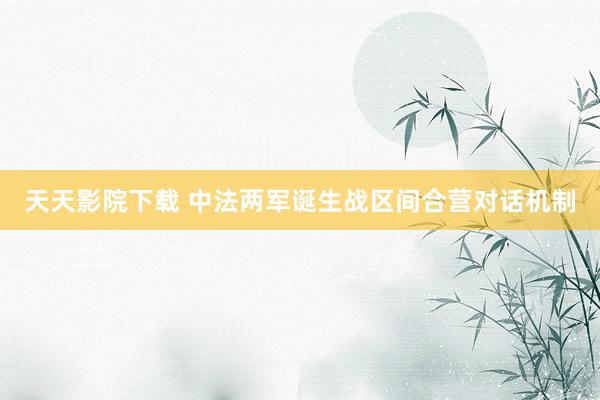 天天影院下载 中法两军诞生战区间合营对话机制