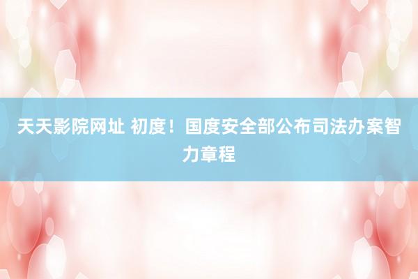 天天影院网址 初度！国度安全部公布司法办案智力章程