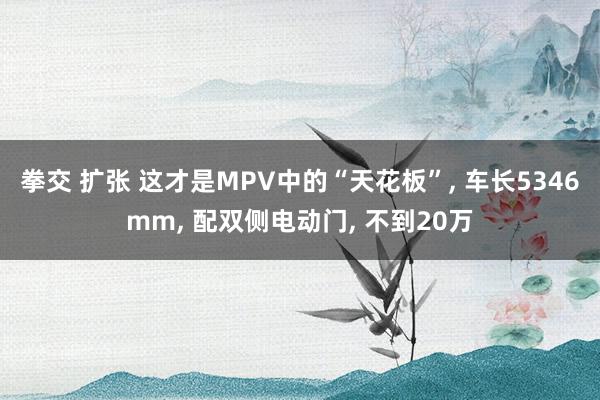 拳交 扩张 这才是MPV中的“天花板”， 车长5346mm， 配双侧电动门， 不到20万