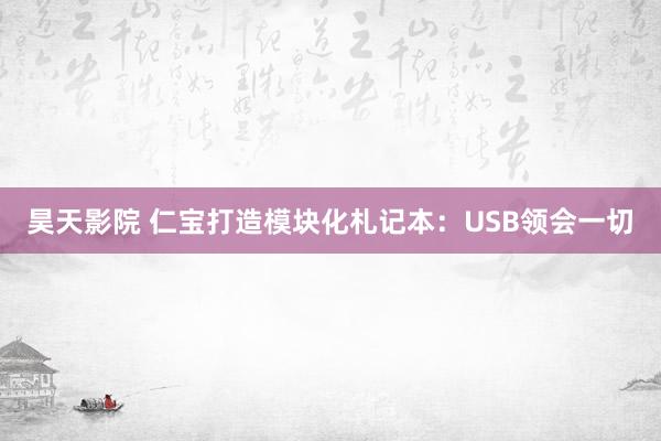 昊天影院 仁宝打造模块化札记本：USB领会一切