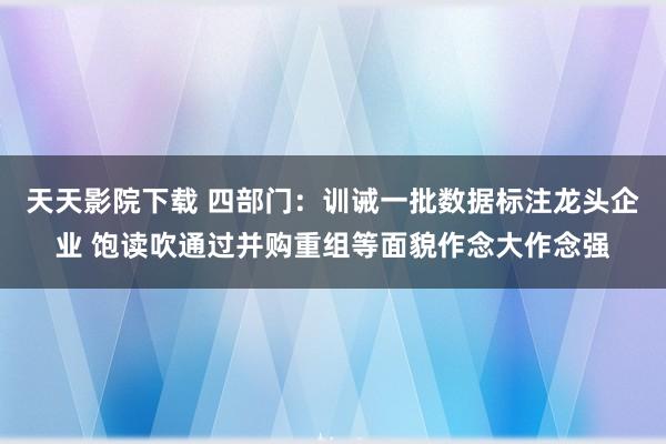 天天影院下载 四部门：训诫一批数据标注龙头企业 饱读吹通过并购重组等面貌作念大作念强