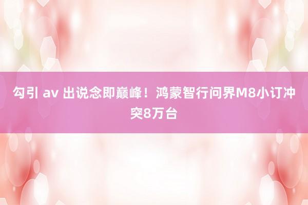 勾引 av 出说念即巅峰！鸿蒙智行问界M8小订冲突8万台