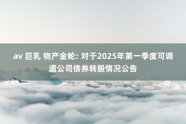 av 巨乳 物产金轮: 对于2025年第一季度可调遣公司债券转股情况公告