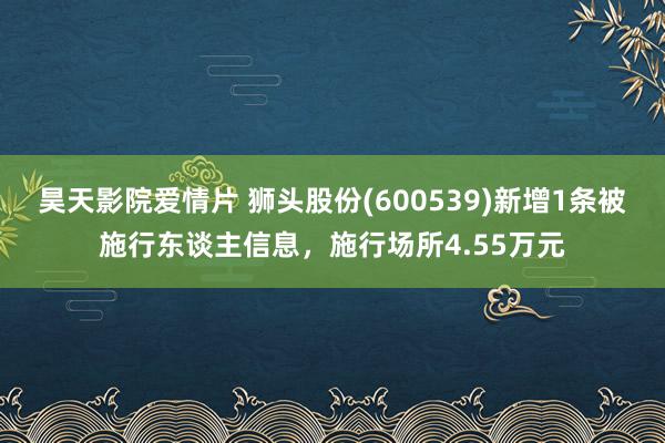 昊天影院爱情片 狮头股份(600539)新增1条被施行东谈主信息，施行场所4.55万元