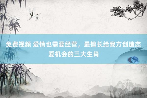 免费视频 爱情也需要经营，最擅长给我方创造恋爱机会的三大生肖