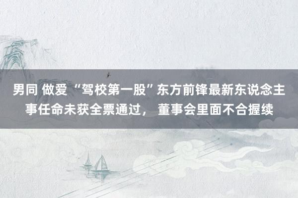 男同 做爱 “驾校第一股”东方前锋最新东说念主事任命未获全票通过， 董事会里面不合握续