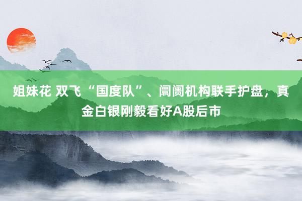 姐妹花 双飞 “国度队”、阛阓机构联手护盘，真金白银刚毅看好A股后市