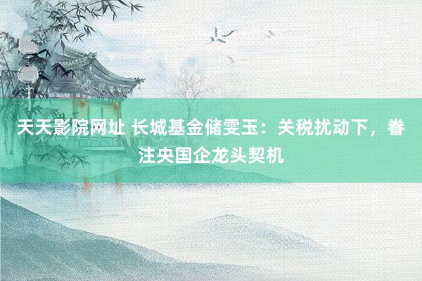 天天影院网址 长城基金储雯玉：关税扰动下，眷注央国企龙头契机