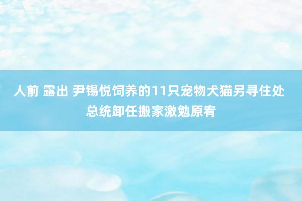 人前 露出 尹锡悦饲养的11只宠物犬猫另寻住处 总统卸任搬家激勉原宥