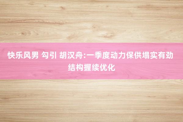 快乐风男 勾引 胡汉舟:一季度动力保供塌实有劲 结构握续优化
