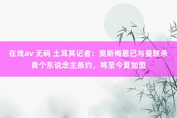 在线av 无码 土耳其记者：奥斯梅恩已与曼联杀青个东说念主条约，将至今夏加盟