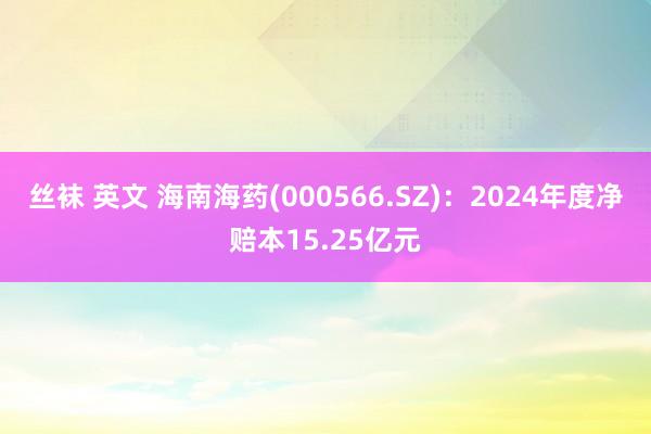 丝袜 英文 海南海药(000566.SZ)：2024年度净赔本15.25亿元