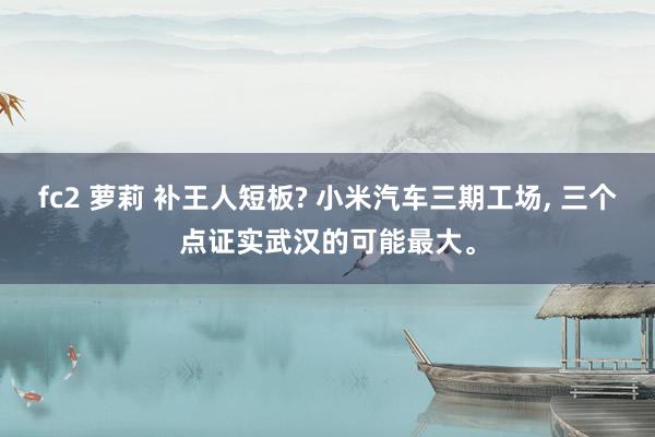 fc2 萝莉 补王人短板? 小米汽车三期工场， 三个点证实武汉的可能最大。