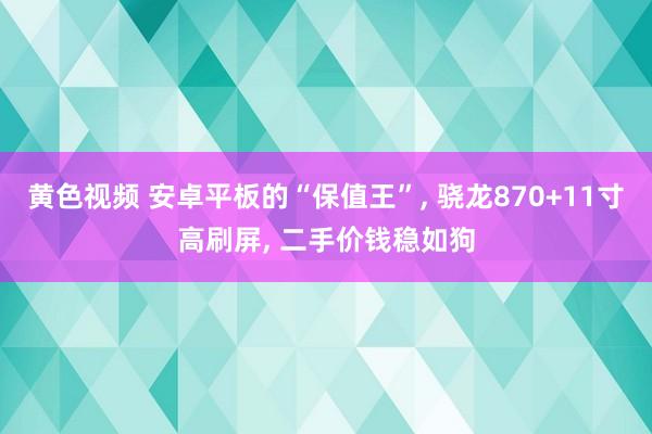 黄色视频 安卓平板的“保值王”, 骁龙870+11寸高刷屏, 二手价钱稳如狗