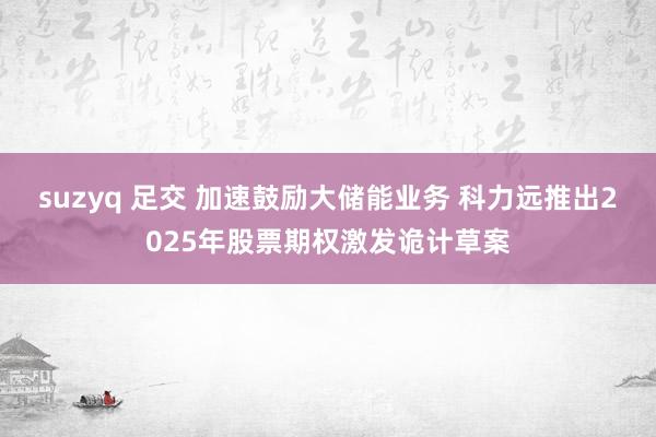 suzyq 足交 加速鼓励大储能业务 科力远推出2025年股票期权激发诡计草案