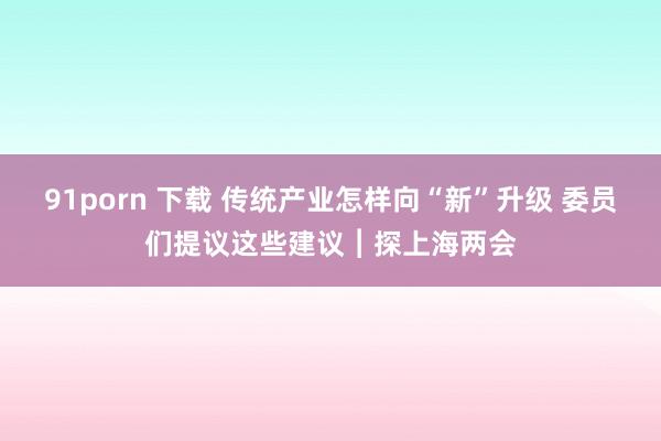 91porn 下载 传统产业怎样向“新”升级 委员们提议这些建议︱探上海两会