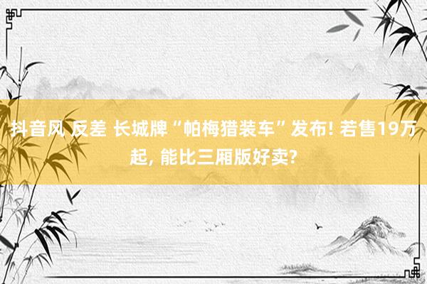 抖音风 反差 长城牌“帕梅猎装车”发布! 若售19万起, 能比三厢版好卖?