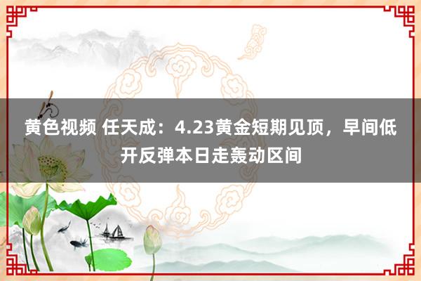 黄色视频 任天成：4.23黄金短期见顶，早间低开反弹本日走轰动区间