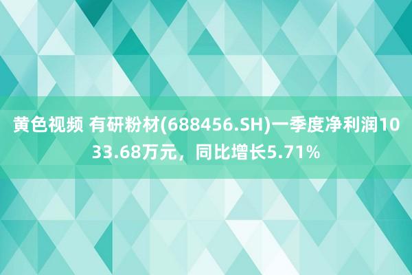 黄色视频 有研粉材(688456.SH)一季度净利润1033.68万元，同比增长5.71%